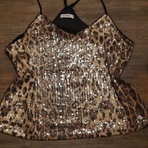 Grace Karin Leopard Print Sequin Camisole Top
